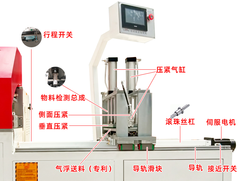 好美數控全自動鋁（lǚ）材切割（gē）機結（jié）構之送料（liào）係統